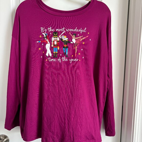 Joyspun Women’s Long Sleeve Tee and Jogger Pants Pajama Set, 2-Piece - Picture 3 of 4